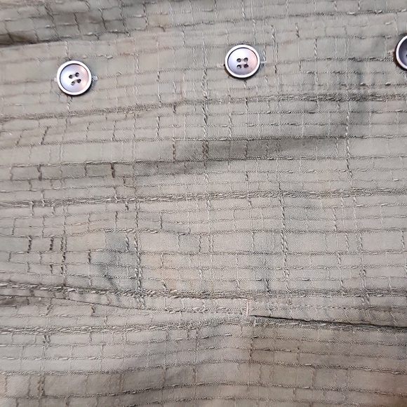 CJ BANKS size X button down cotton jacket, textured fabric,  olive green. - Picture 2 of 9